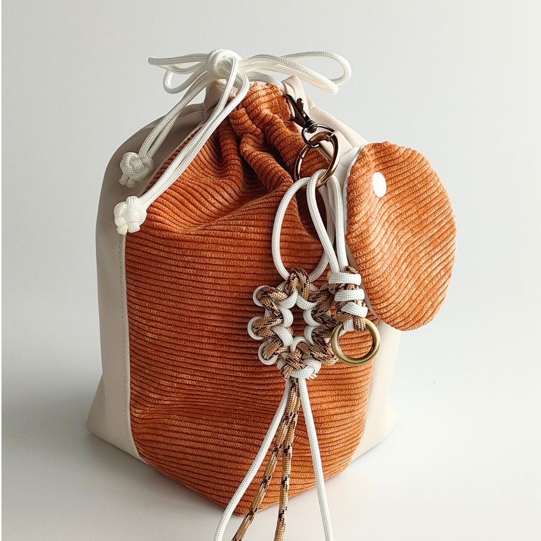 pocora blend（ポコラ ブレンド）｜コーデュロイ巾着バッグ＋チャームポーチ（ストラップなし）
