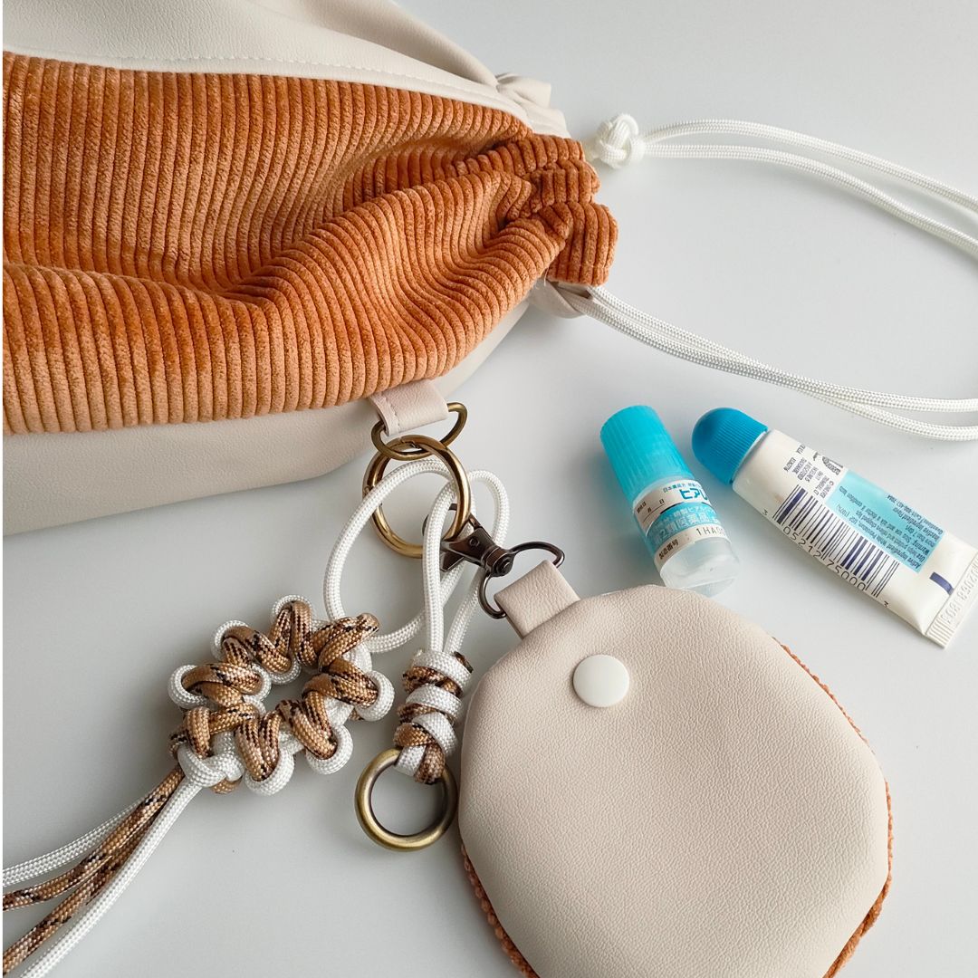 pocora blend（ポコラ ブレンド）｜コーデュロイ巾着バッグ＋チャームポーチ（ストラップなし）