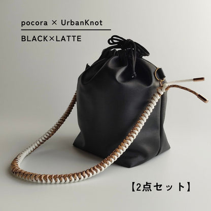 pocora（ポコラ）｜ブラック巾着ショルダーバッグ（500ml・2WAY）