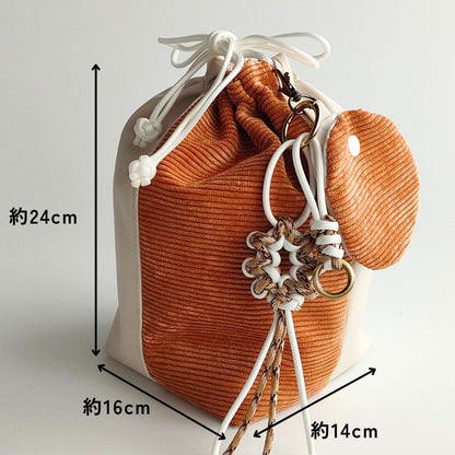 pocora blend（ポコラ ブレンド）｜コーデュロイ巾着バッグ＋チャームポーチ（ストラップなし）