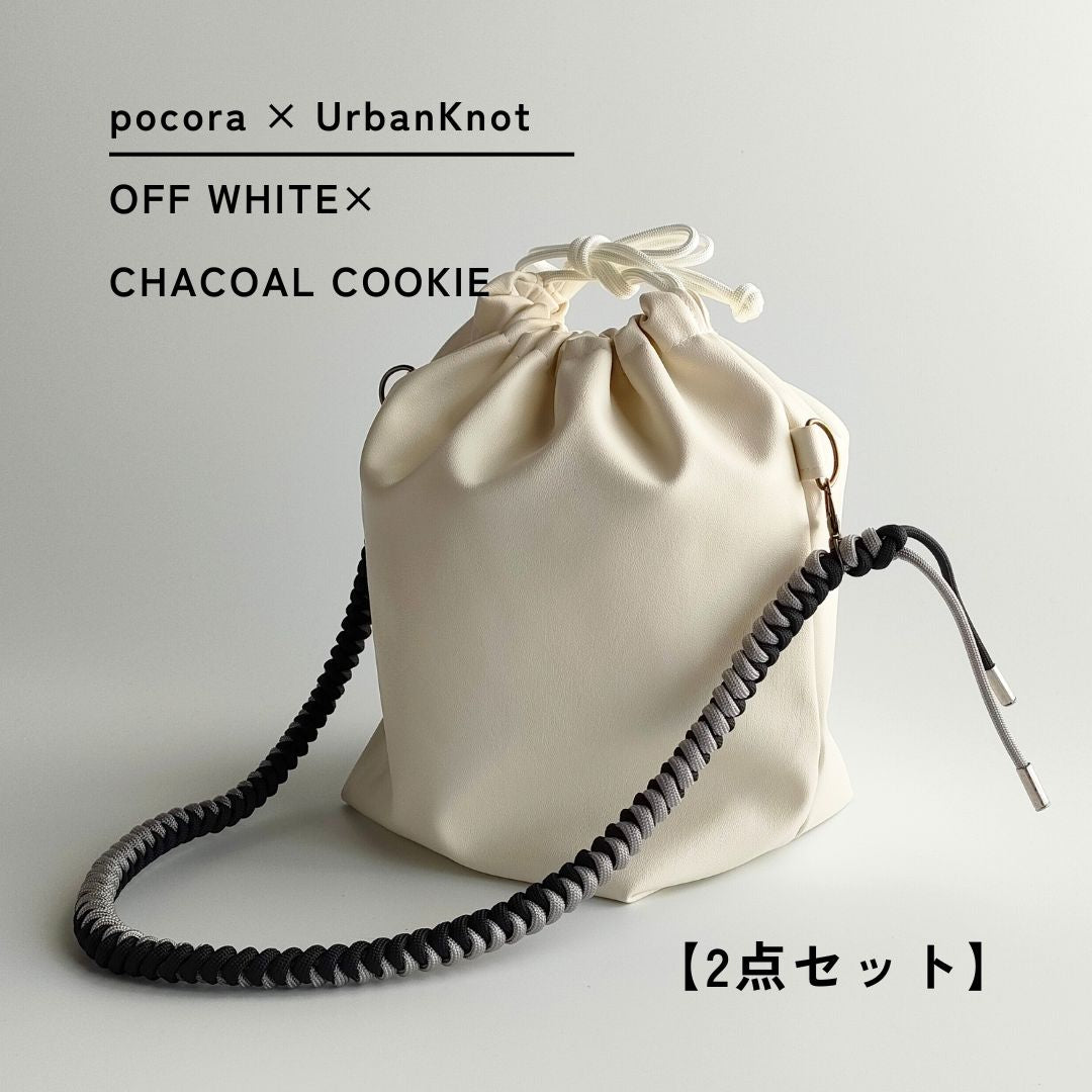pocora（ポコラ）｜オフホワイト巾着ショルダーバッグ（500ml・2WAY）